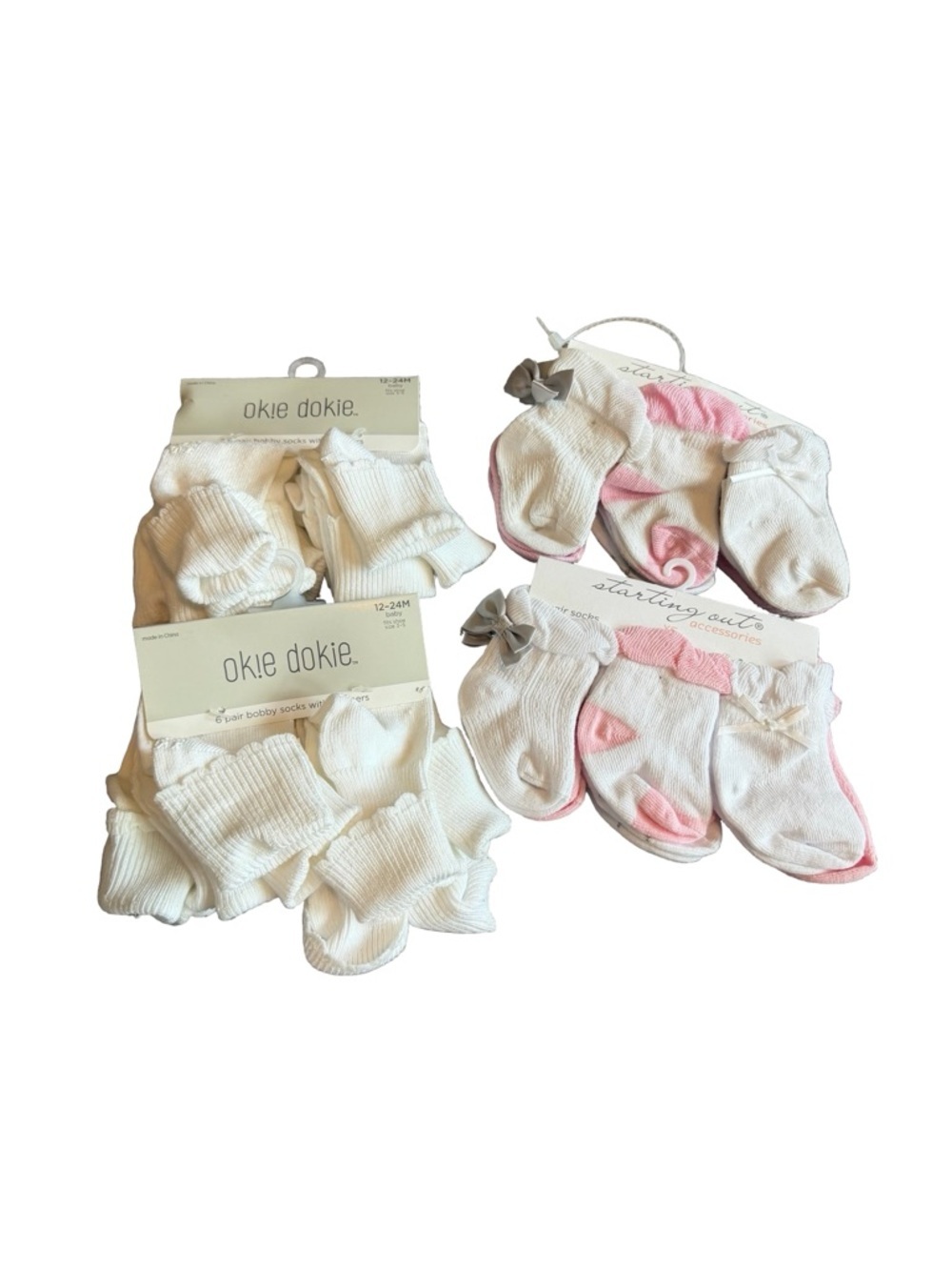 24 Pairs of Baby Girl Socks + Six Pairs of Baby Mittens Carter's Okie New NWT